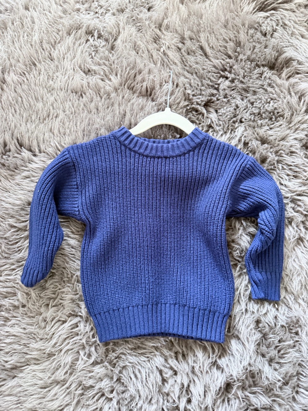 Kids Ribbed Crewneck Sweater in Periwinkle Blue